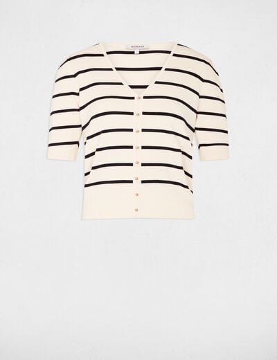 Striped jumper short-sleeves ivory women
