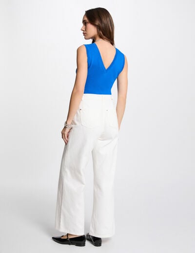 Sleeveless openwork jumper electric blue women
