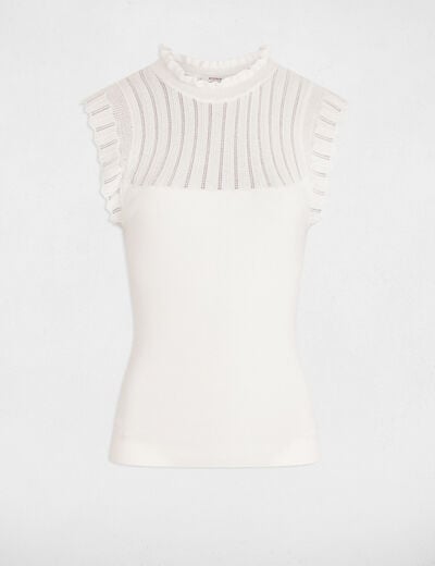 Sleeveless jumper round neck ivory women