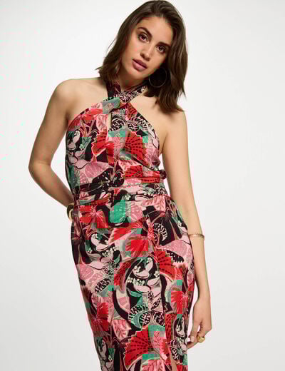 Printed fitted dress multicolor women
