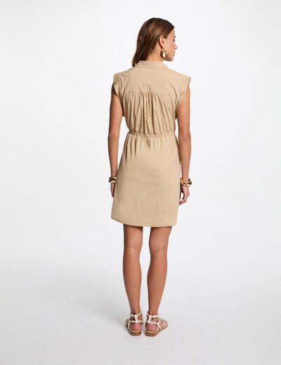 Fitted mini dress beige women