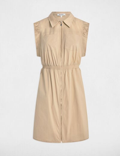 Fitted mini dress beige women