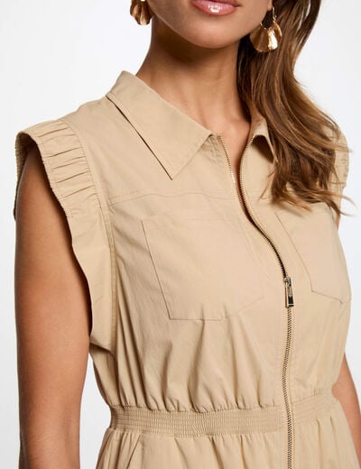 Fitted mini dress beige women