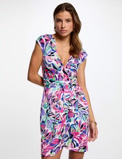 Printed fitted mini dress multicolor women