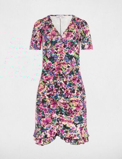 Printed fitted mini dress multicolor women
