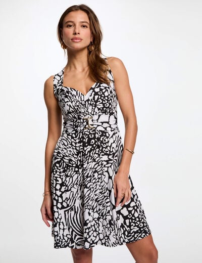 Printed waisted mini dress multicolor women
