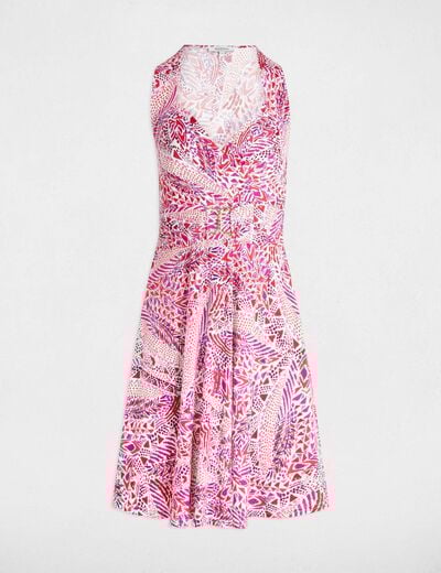 Printed waisted mini dress multicolor women