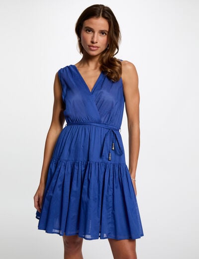 Mini loose dress electric blue women