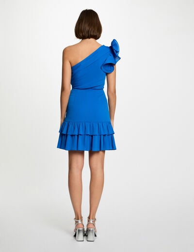 Mini A-line dress ruffles electric blue women