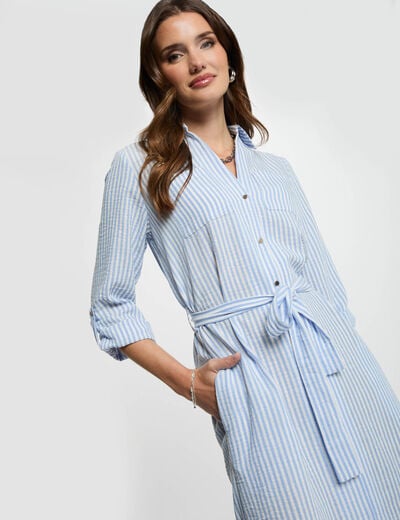 Striped straight dress blue women