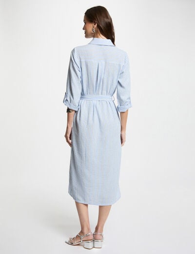 Striped straight dress blue women