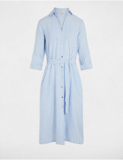 Striped straight dress blue women