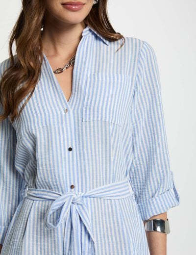 Striped straight dress blue women
