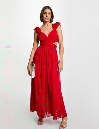Maxi loose straight dress red women