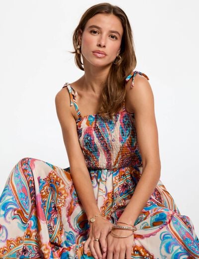 Printed maxi straight dress multicolor women