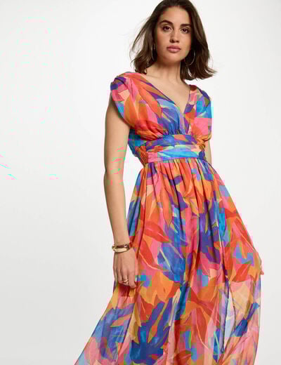 Printed maxi straight dress multicolor women