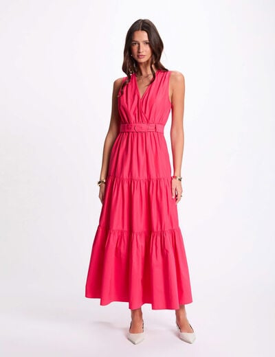 Maxi straight dress fuchsia pink women