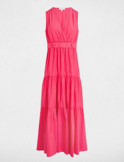 Maxi straight dress fuchsia pink women