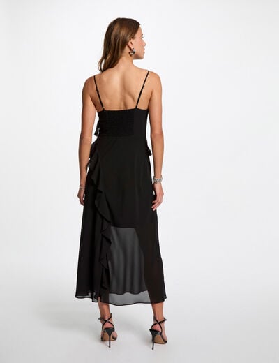 Fitted midi dress ruffles black women
