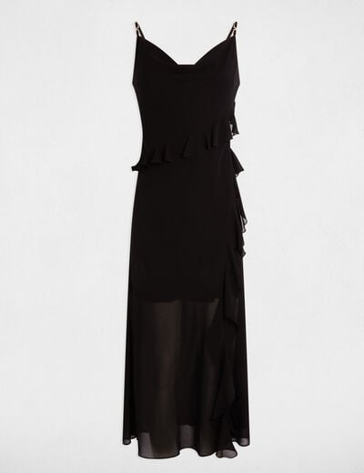 Fitted midi dress ruffles black women