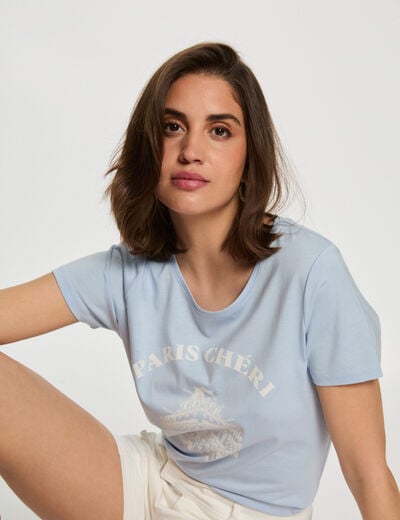 T-shirt with message sky blue women