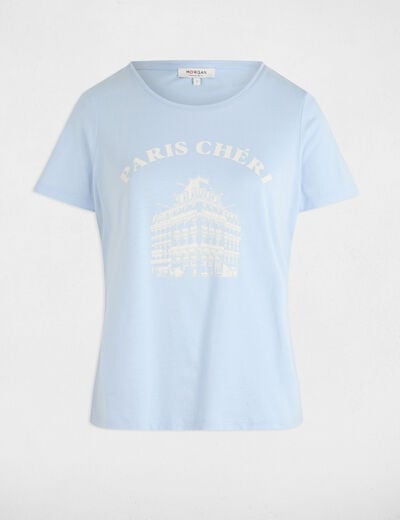 T-shirt with message sky blue women