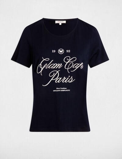 T-shirt with message navy blue women