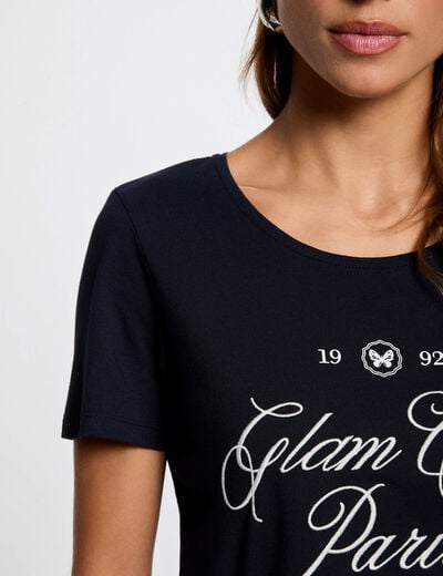 T-shirt with message navy blue women