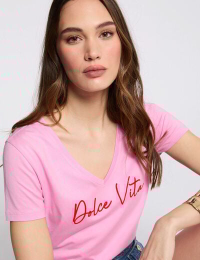 T-shirt with message pink women