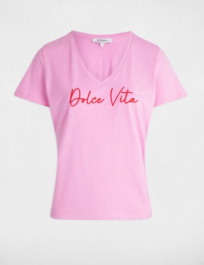 T-shirt with message pink women