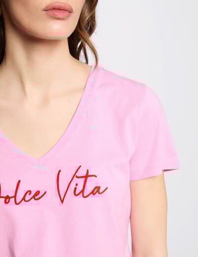 T-shirt with message pink women