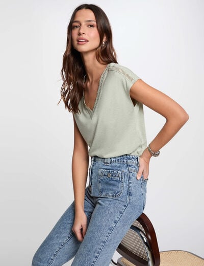 Short-sleeved t-shirt light green women