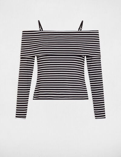 Striped long-sleeved t-shirt ivory women