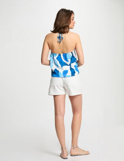 Printed open back top multicolor women