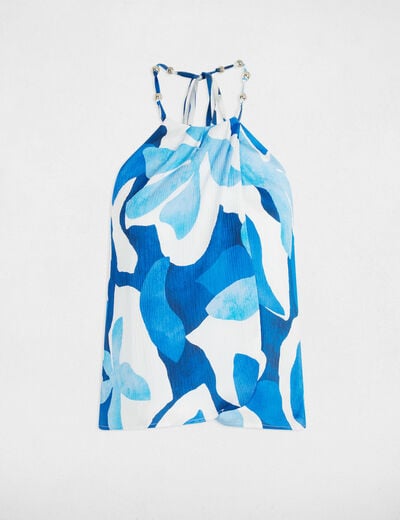 Printed open back top multicolor women