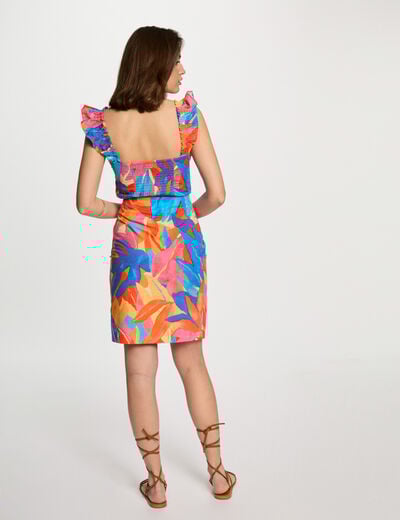 Printed top with ruffles multicolor women