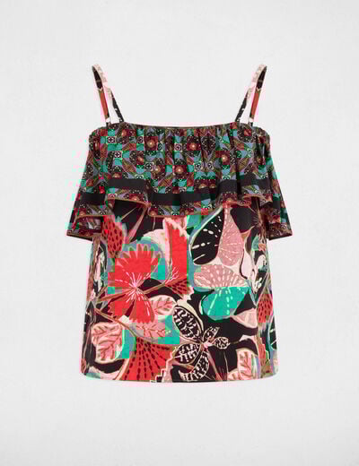 Printed top with ruffles multicolor women