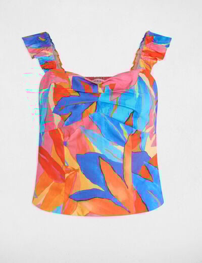 Printed top with ruffles multicolor women