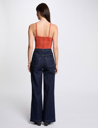 Knitted top thin straps dark orange women