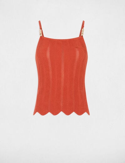 Knitted top thin straps dark orange women