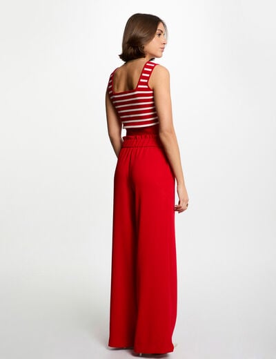 Knitted top wide straps red women