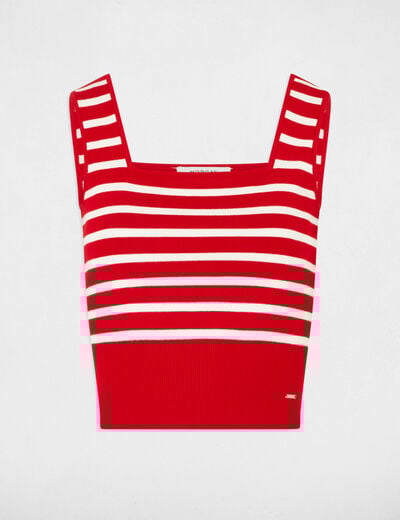 Knitted top wide straps red women