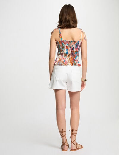 Printed smocked top multicolor women
