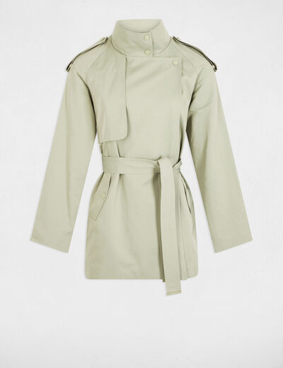Loose short trenchcoat light green women