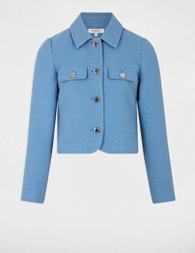 Short tweed jacket grey denim women
