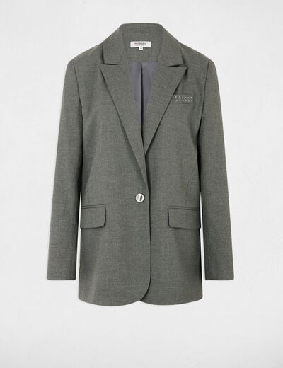 Long jacket studs details light grey women